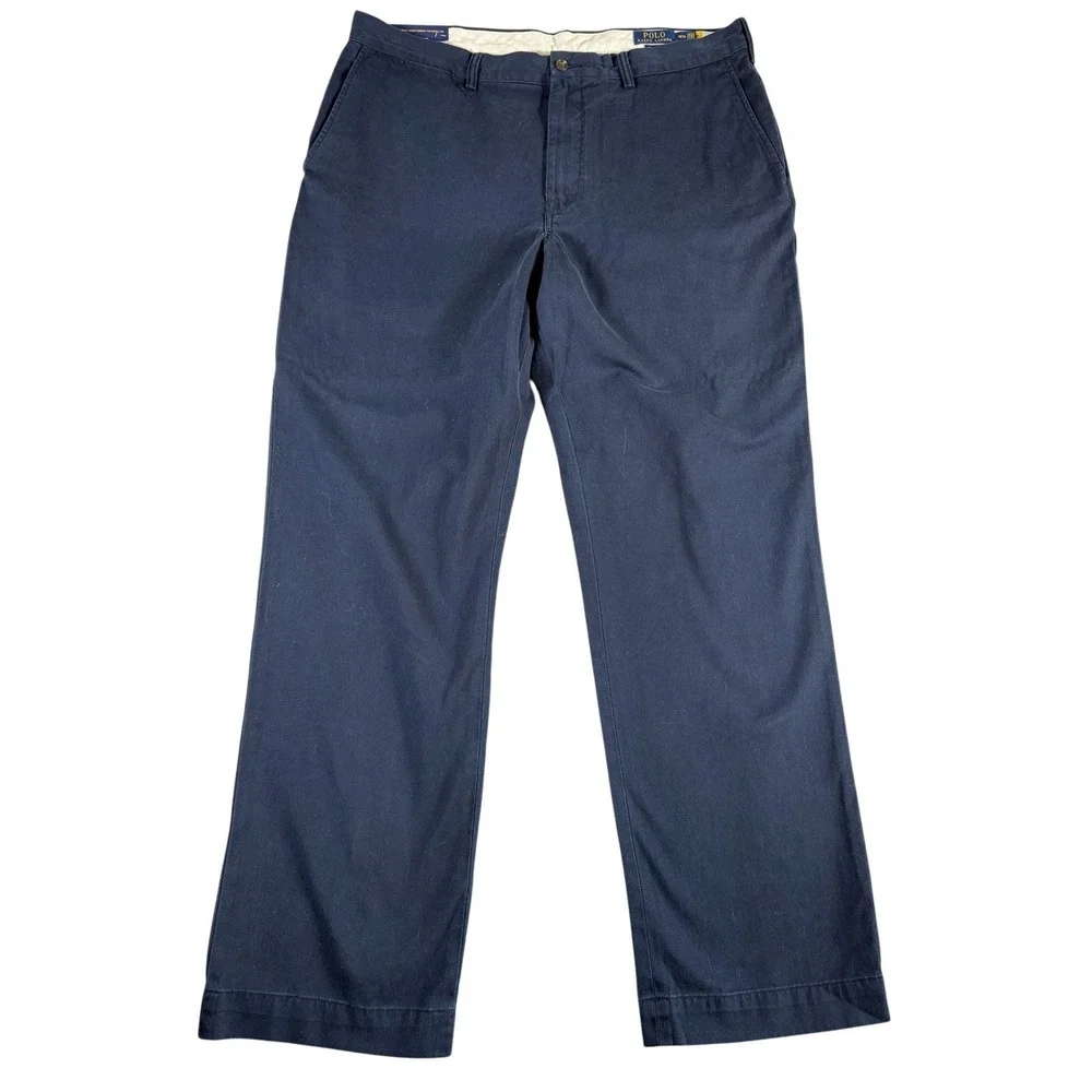 Polo Ralph Lauren Chino Pants Mens 38x32 Navy Blue Premium Classic Straight Leg